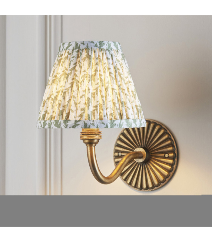 Dahlia Curve & Leaf 16cm Wall Lamp Antique Brass Herb Garden Green-2