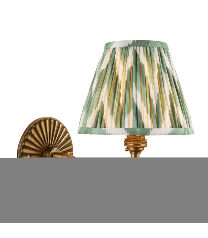 Dahlia Curve & Zigzag 16cm Wall Lamp Antique Brass Cotswold Green-1