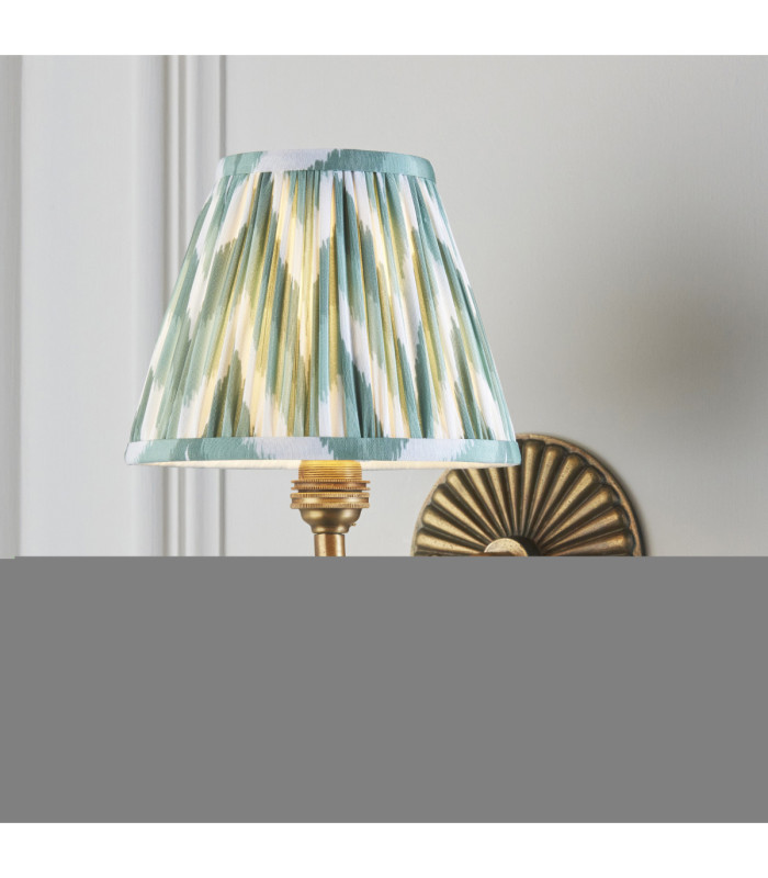 Dahlia Curve & Zigzag 16cm Wall Lamp Antique Brass Cotswold Green-2