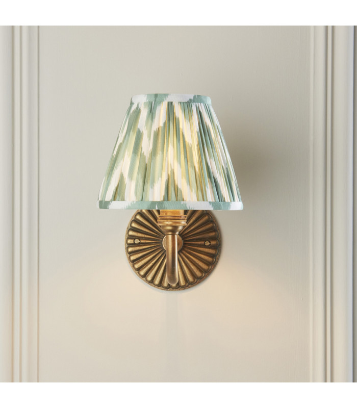 Dahlia Curve & Zigzag 16cm Wall Lamp Antique Brass Cotswold Green-3