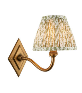 Diamond Curve & Leaf 16cm Wall Lamp Antique Brass Herb Garden Green-1