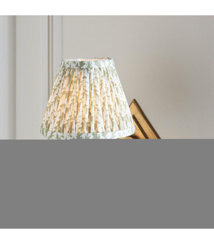 Diamond Curve & Leaf 16cm Wall Lamp Antique Brass Herb Garden Green-5