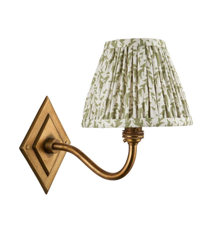 Diamond Curve & Leaf 16cm Wall Lamp Antique Brass Herb Garden Green-9
