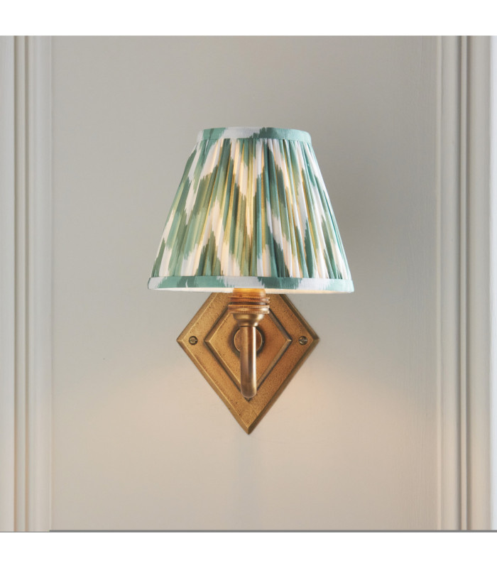 Diamond Curve & Zigzag 16cm Wall Lamp Antique Brass Cotswold Green-3