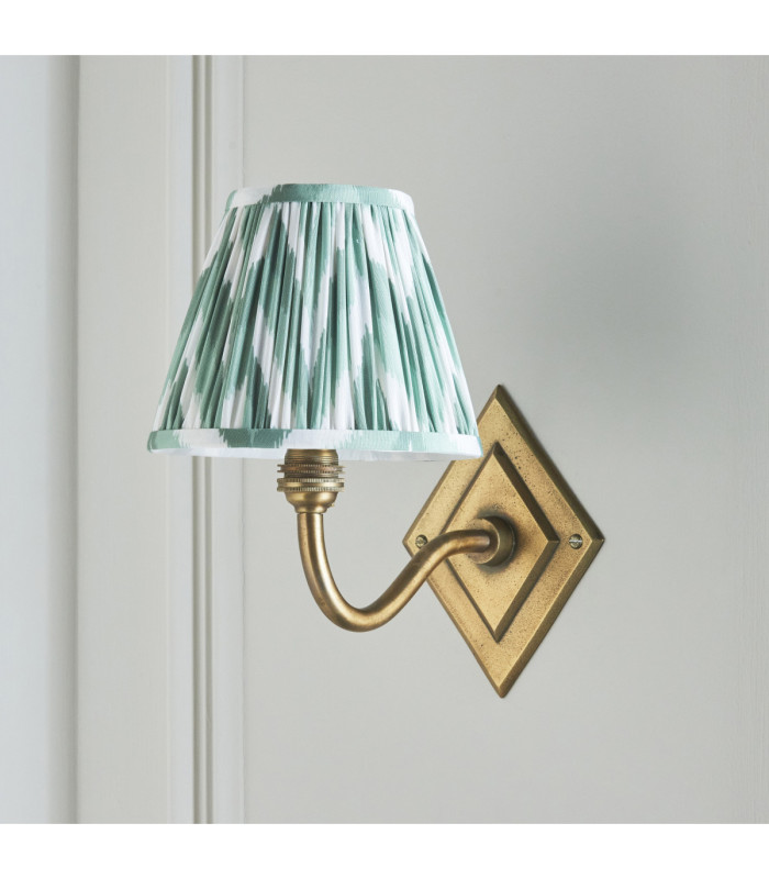 Diamond Curve & Zigzag 16cm Wall Lamp Antique Brass Cotswold Green-6