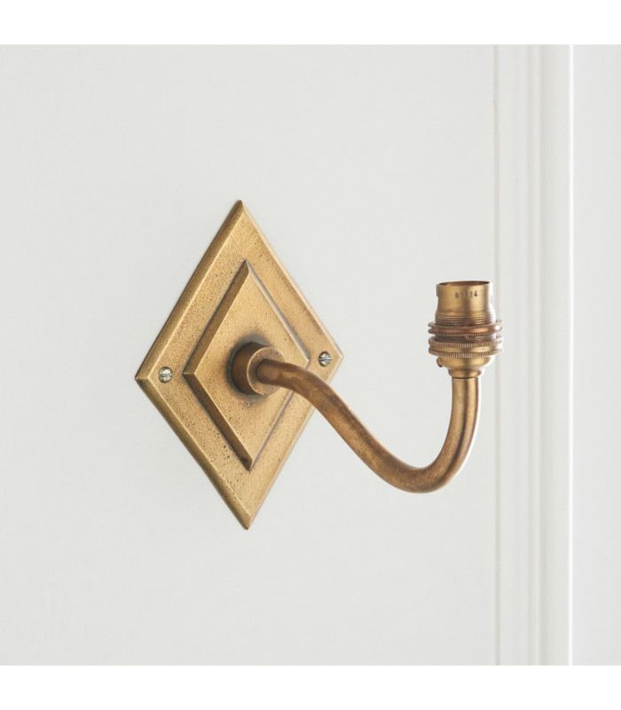Diamond Curve & Zigzag 16cm Wall Lamp Antique Brass Apricot Orange-7