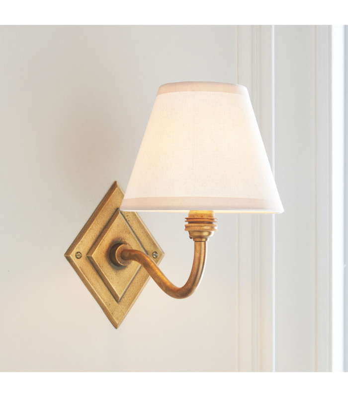 Diamond Curve & Ivy 16cm Wall Lamp Antique Brass Vintage White-4