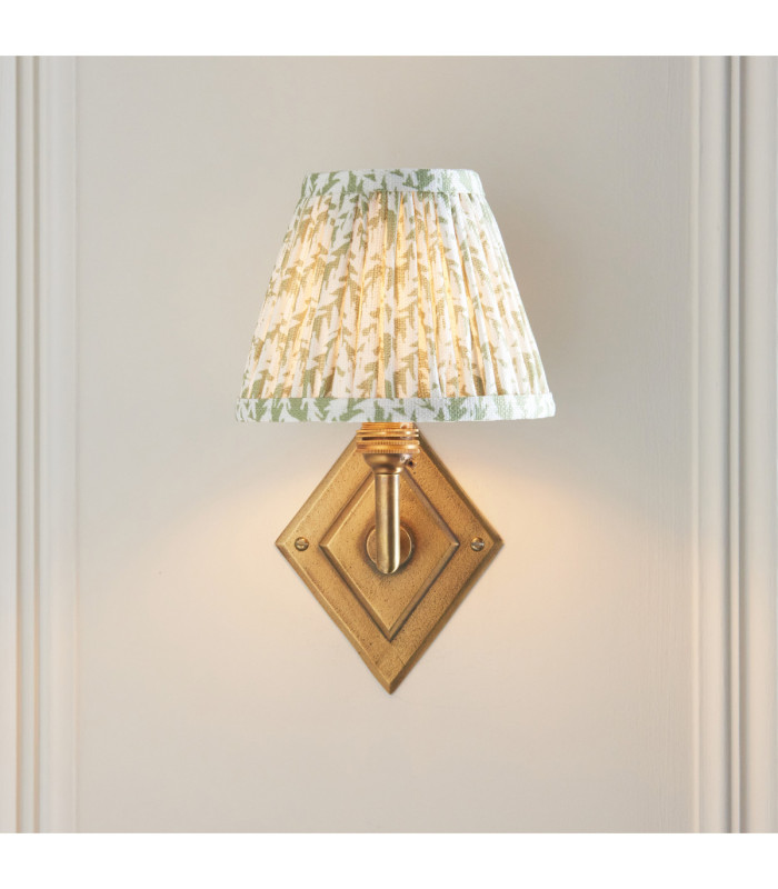 Diamond Angle & Leaf 16cm Wall Lamp Antique Brass Herb Garden Green-3