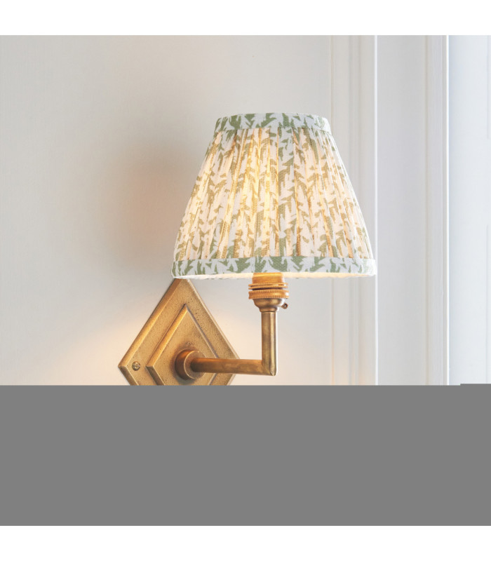Diamond Angle & Leaf 16cm Wall Lamp Antique Brass Herb Garden Green-4