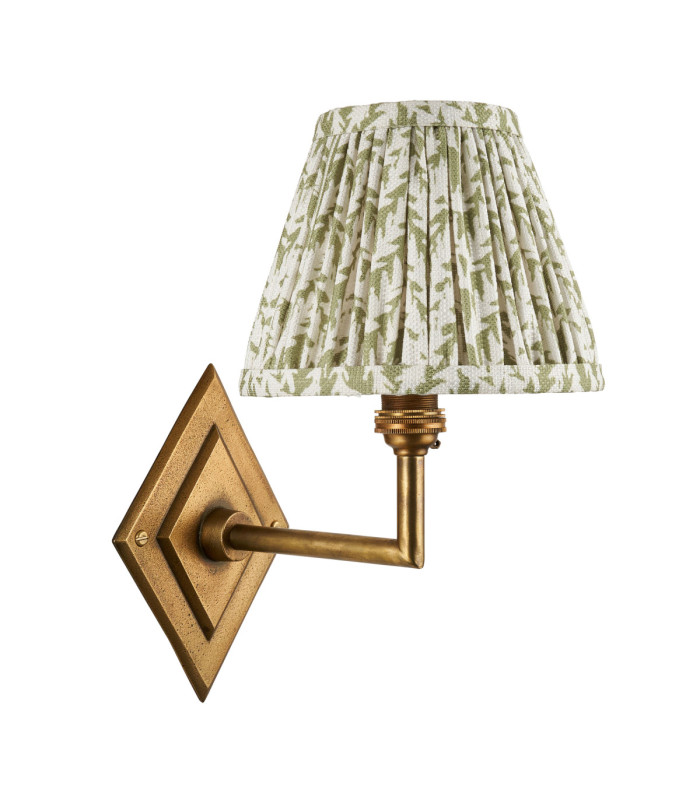 Diamond Angle & Leaf 16cm Wall Lamp Antique Brass Herb Garden Green-9