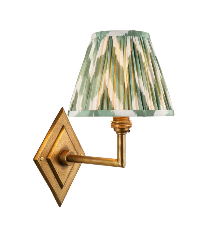 Diamond Angle & Zigzag 16cm Wall Lamp Antique Brass Cotswold Green-1