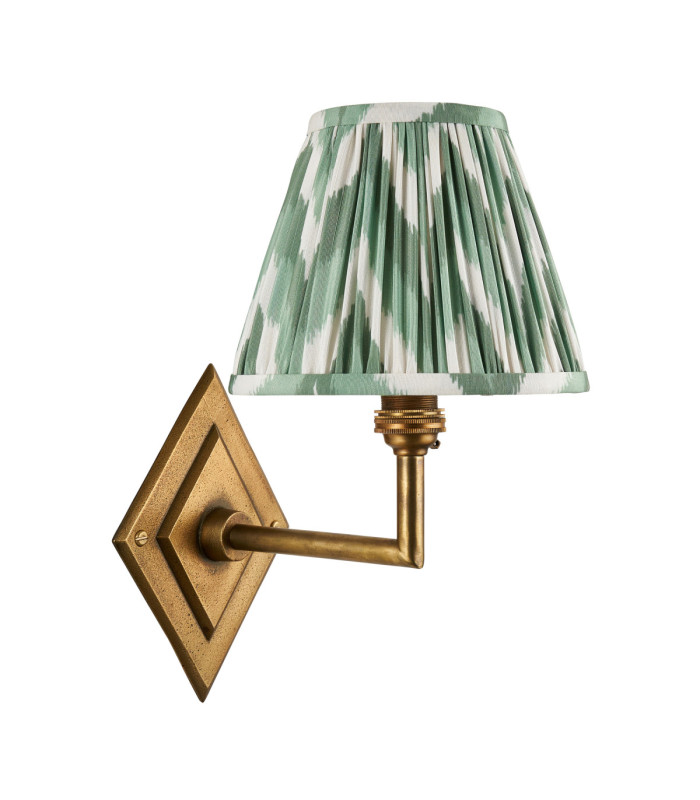 Diamond Angle & Zigzag 16cm Wall Lamp Antique Brass Cotswold Green-9
