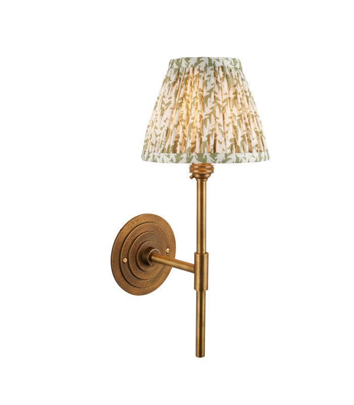 Halo Tall & Leaf 16cm Wall Lamp Antique Brass Herb Garden Green-1