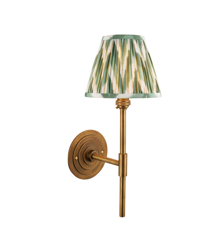 Halo Tall & Zigzag 16cm Wall Lamp Antique Brass Cotswold Green-1