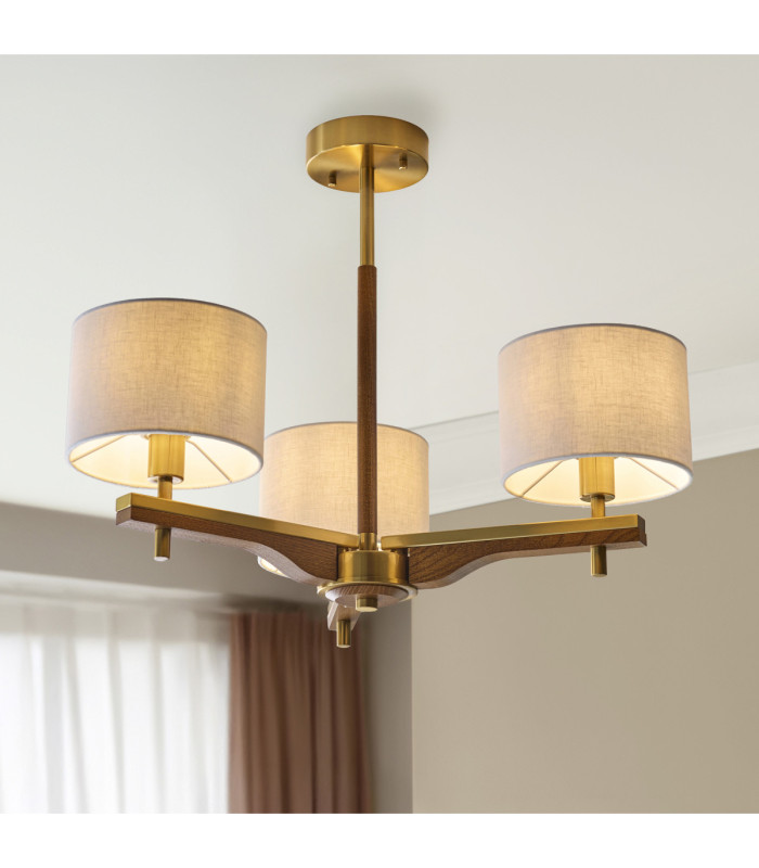 Heathcliff Multi Arm Semi Flush Ceiling Light Brushed Aged Brass-3