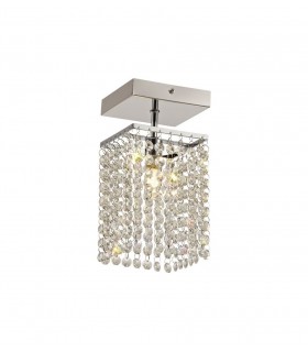 Semi Flush Ceiling Light, 1 x G9, IP44, Polished Chrome, Crystal - 1