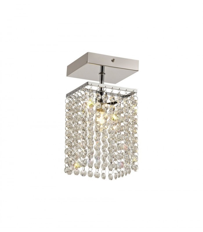 Semi Flush Ceiling Light, 1 x G9, IP44, Polished Chrome, Crystal - 1