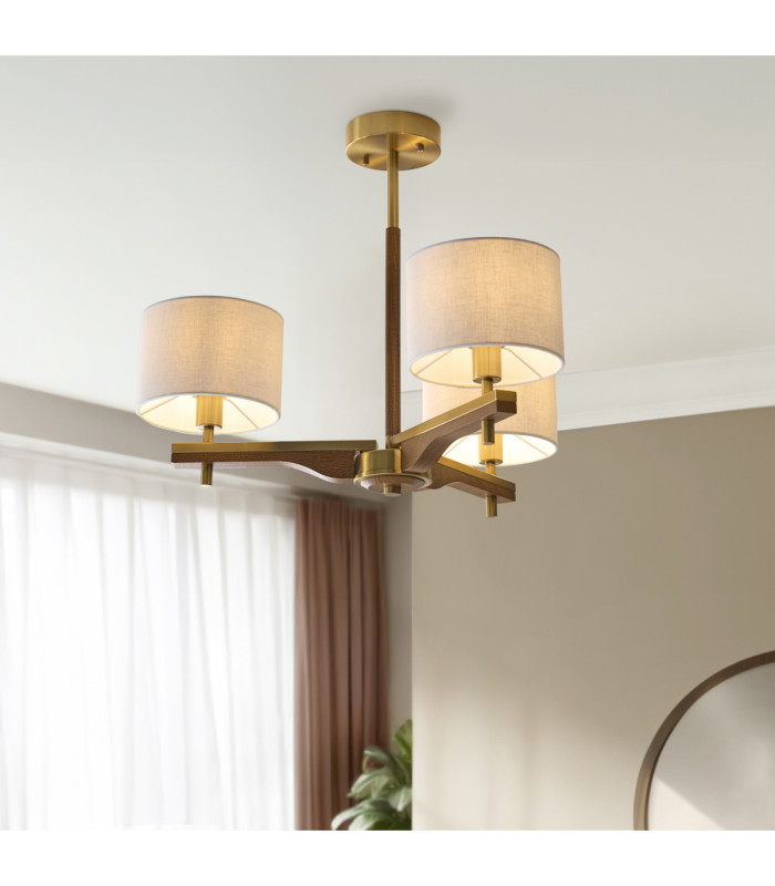 Heathcliff Multi Arm Semi Flush Ceiling Light Brushed Aged Brass-4