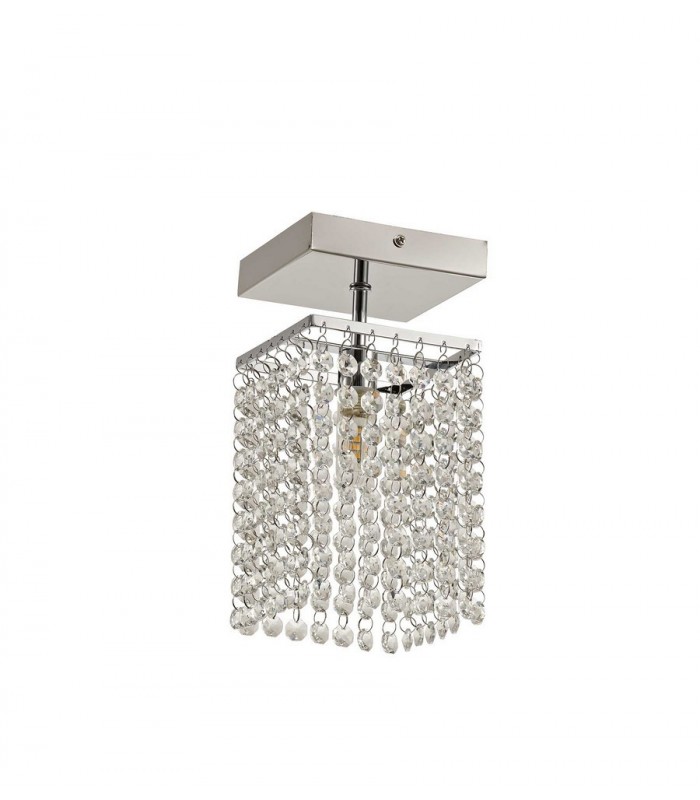 Semi Flush Ceiling Light, 1 x G9, IP44, Polished Chrome, Crystal - 3