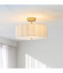 Serene Cylindrical Ceiling Light Brushed Aged Brass Vintage White Cotton-2