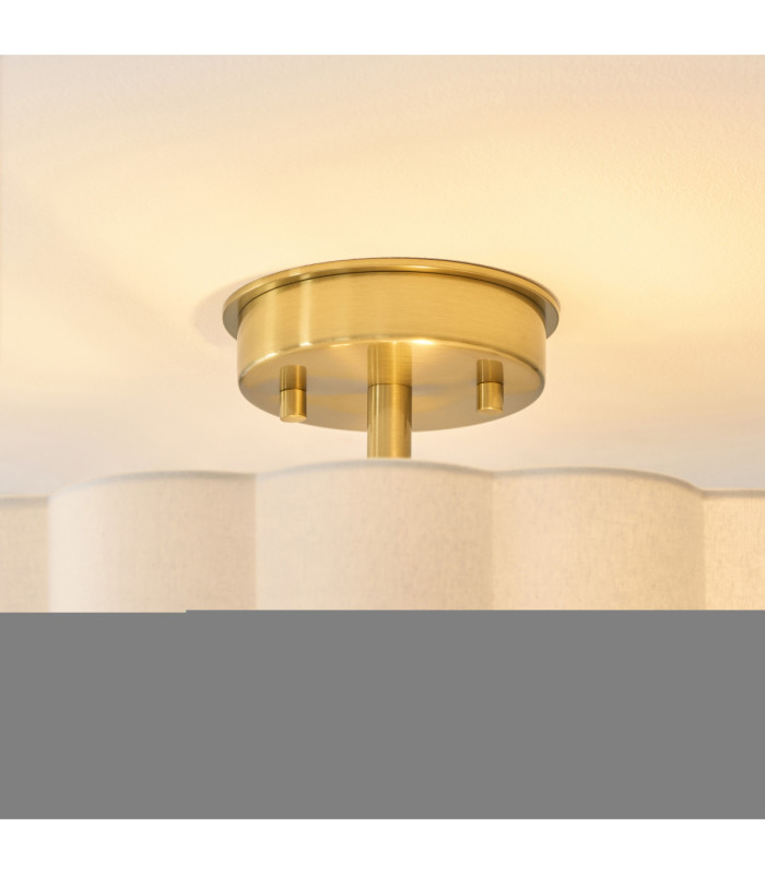 Serene Cylindrical Ceiling Light Brushed Aged Brass Vintage White Cotton-4