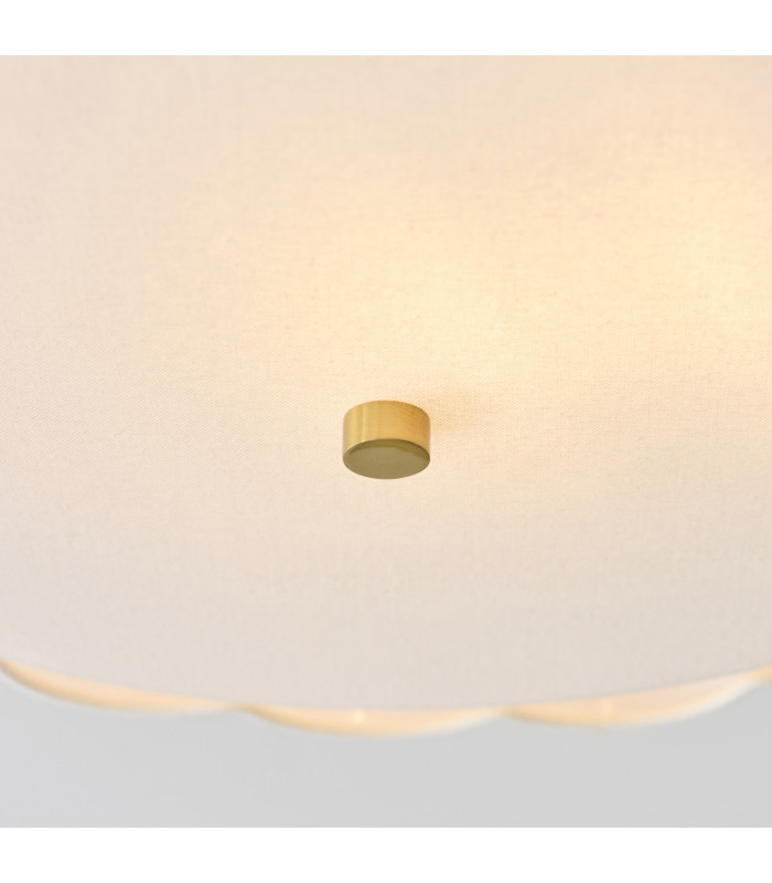 Serene Cylindrical Ceiling Light Brushed Aged Brass Vintage White Cotton-5