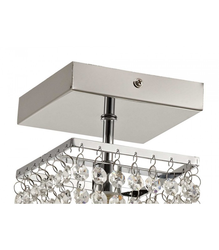 Semi Flush Ceiling Light, 1 x G9, IP44, Polished Chrome, Crystal - 4