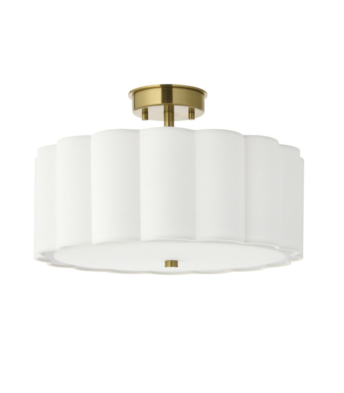 Serene Cylindrical Ceiling Light Brushed Aged Brass Vintage White Cotton-8