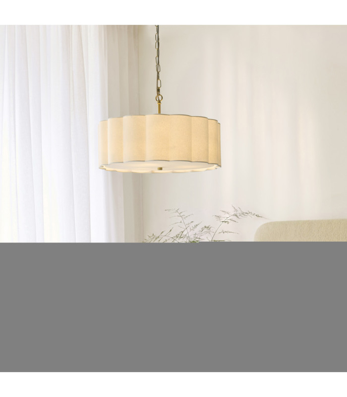 Serene Cylindrical Pendant Light Brushed Aged Brass Vintage White Cotton-2