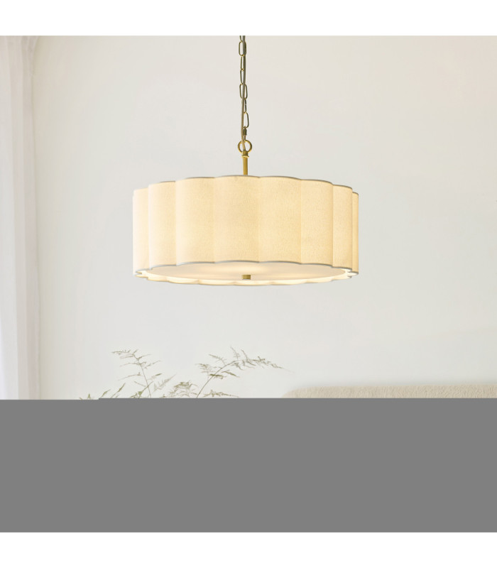 Serene Cylindrical Pendant Light Brushed Aged Brass Vintage White Cotton-3