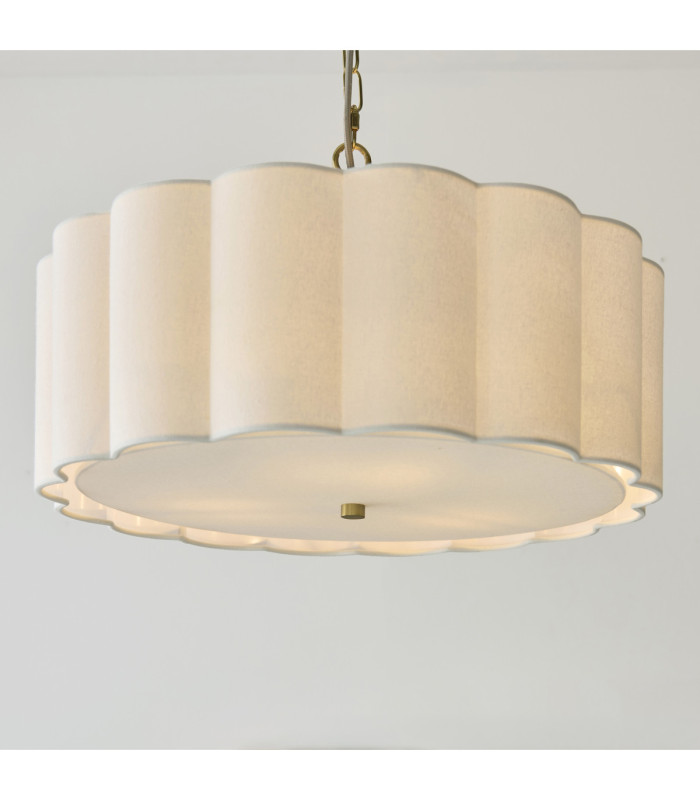 Serene Cylindrical Pendant Light Brushed Aged Brass Vintage White Cotton-5