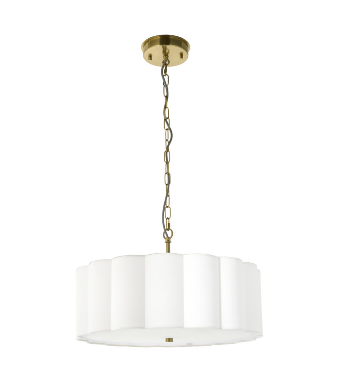 Serene Cylindrical Pendant Light Brushed Aged Brass Vintage White Cotton-10