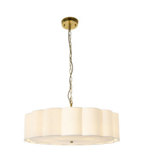 Serene Cylindrical Pendant Light Brushed Aged Brass Vintage White Cotton-1