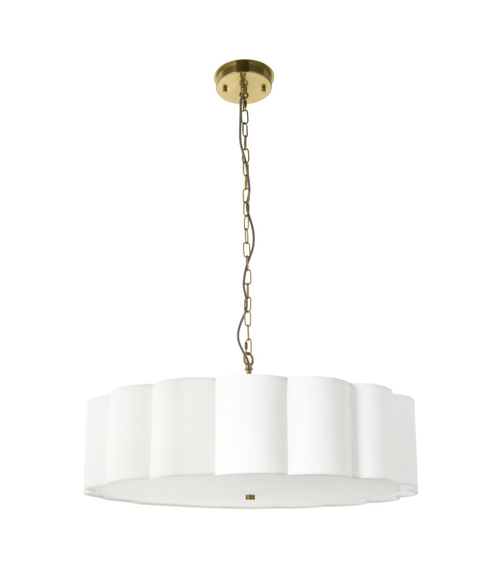 Serene Cylindrical Pendant Light Brushed Aged Brass Vintage White Cotton-10