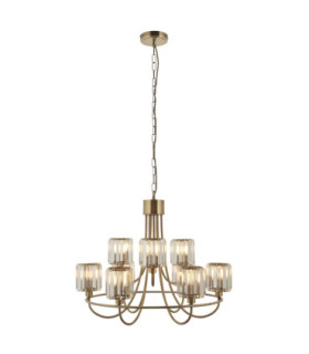 Berenice Multi Arm Pendant Light Antique Brass Clear Glass-1