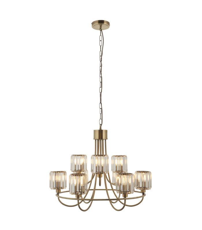 Berenice Multi Arm Pendant Light Antique Brass Clear Glass-1