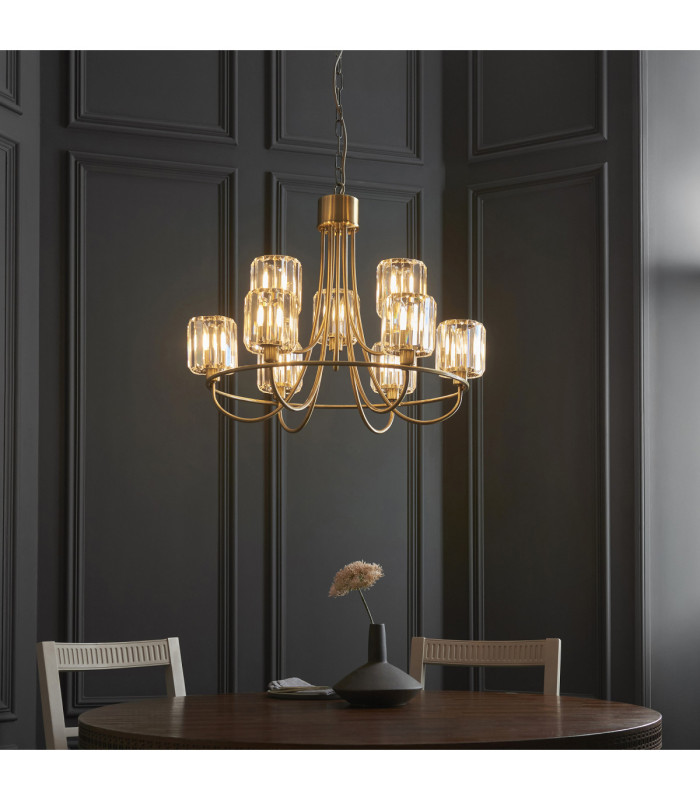 Berenice Multi Arm Pendant Light Antique Brass Clear Glass-3