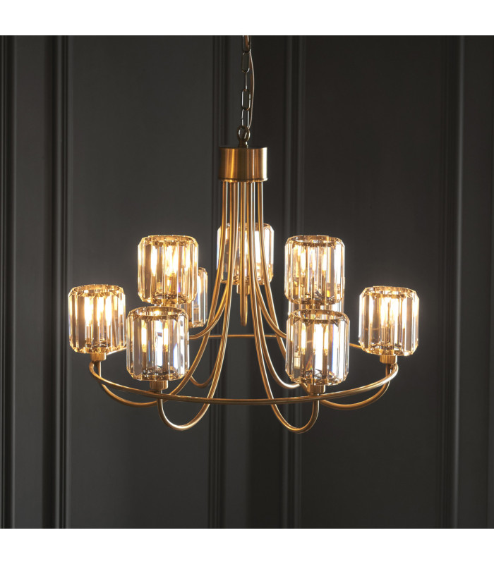 Berenice Multi Arm Pendant Light Antique Brass Clear Glass-4