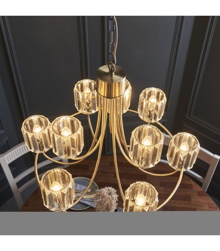 Berenice Multi Arm Pendant Light Antique Brass Clear Glass-5