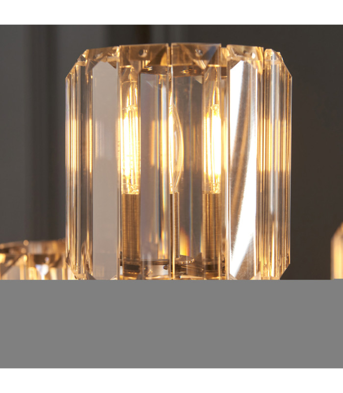 Berenice Multi Arm Pendant Light Antique Brass Clear Glass-6