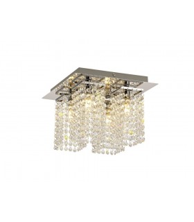Semi Flush Ceiling Light, 4 x G9, IP44, Polished Chrome, Crystal - 1