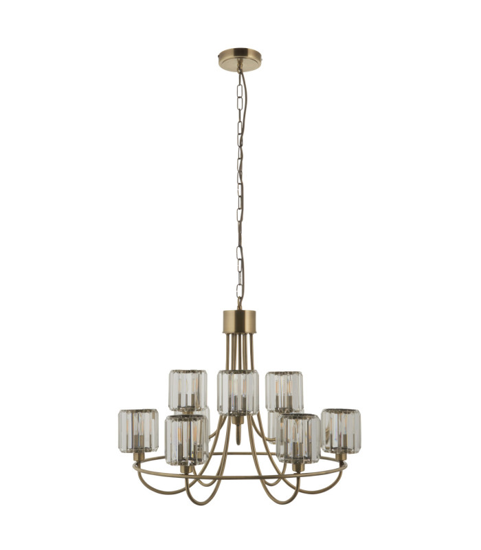 Berenice Multi Arm Pendant Light Antique Brass Clear Glass-9