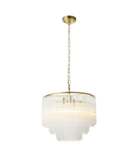 Montpellier Pendant Light Brushed Aged Brass Clear Ribbed Glass-1