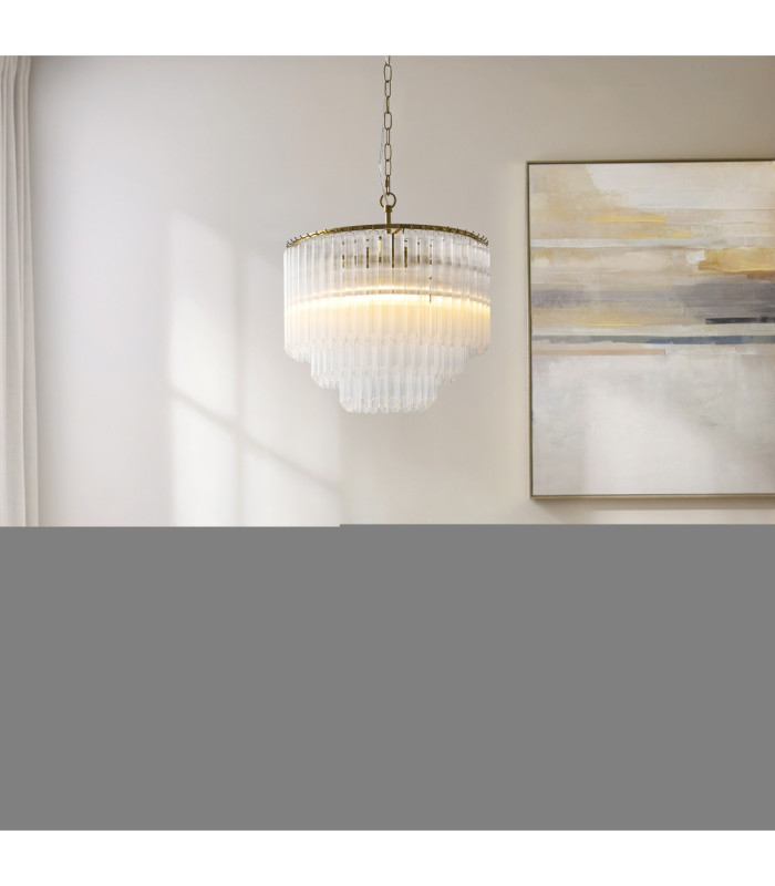 Montpellier Pendant Light Brushed Aged Brass Clear Ribbed Glass-2
