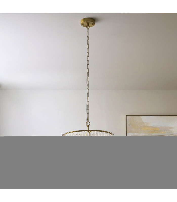 Montpellier Pendant Light Brushed Aged Brass Clear Ribbed Glass-3