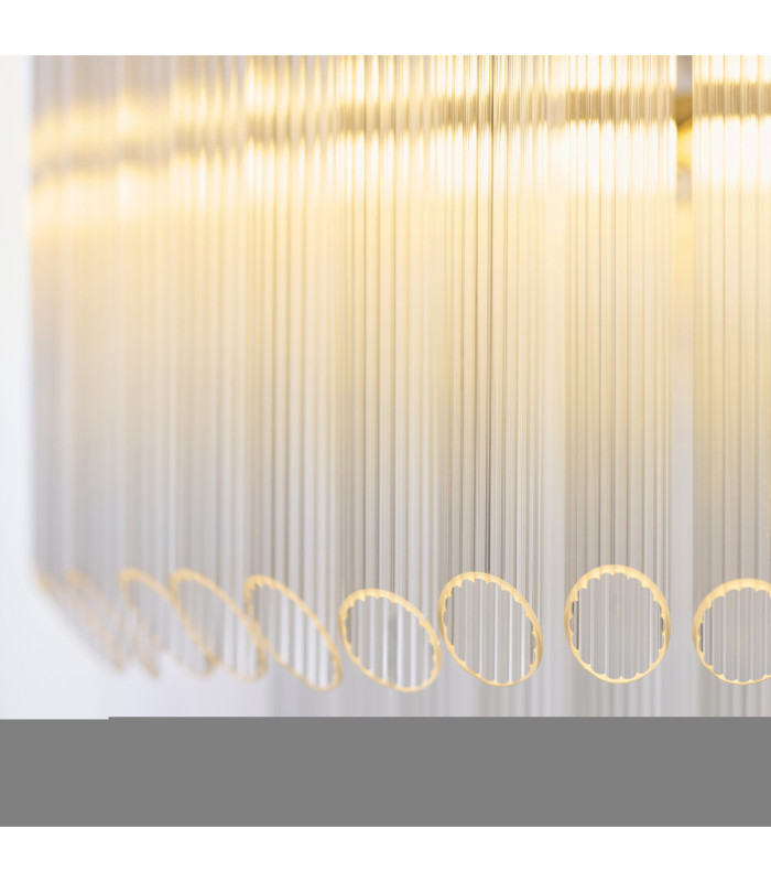 Montpellier Pendant Light Brushed Aged Brass Clear Ribbed Glass-7