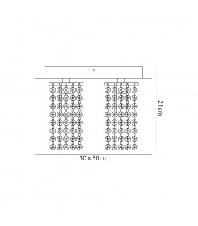 Semi Flush Ceiling Light, 4 x G9, IP44, Polished Chrome, Crystal - 2