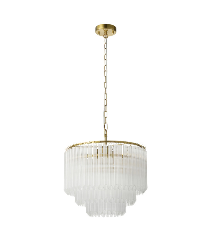 Montpellier Pendant Light Brushed Aged Brass Clear Ribbed Glass-10