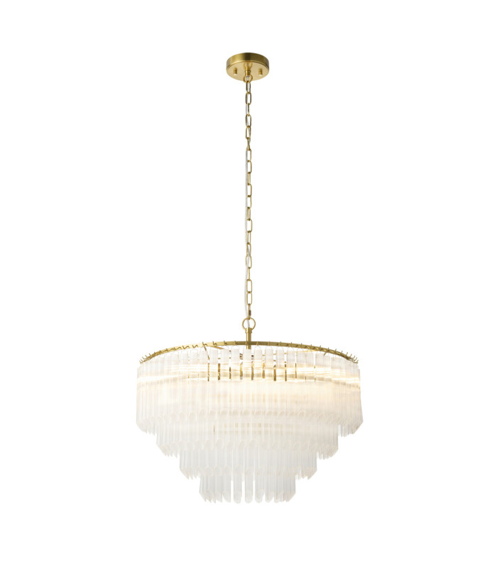 Montpellier Pendant Light Brushed Aged Brass Clear Ribbed Glass-1