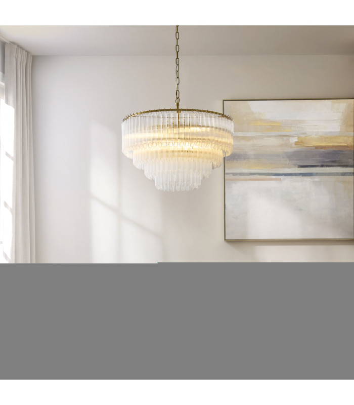 Montpellier Pendant Light Brushed Aged Brass Clear Ribbed Glass-2